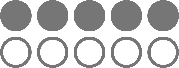5 in 10 patients circles icon.