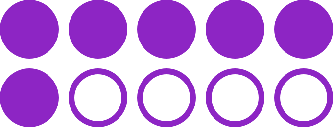 6 in 10 patients circles icon.